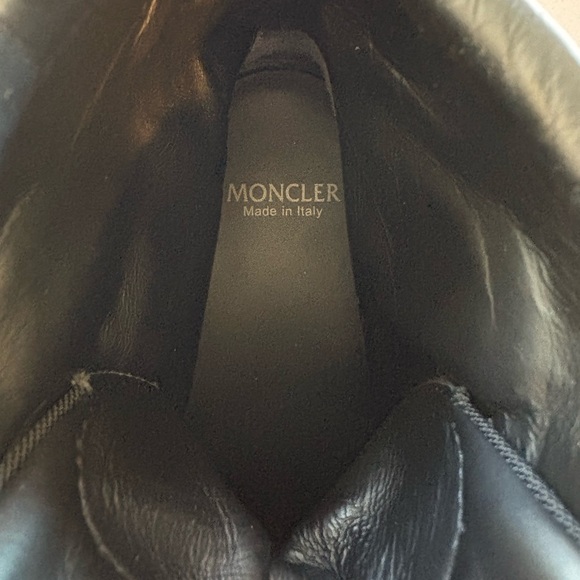 Limited Edition Moncler Helis White/ Black Leather Lace Up Ankle Boots - Picture 8 of 9